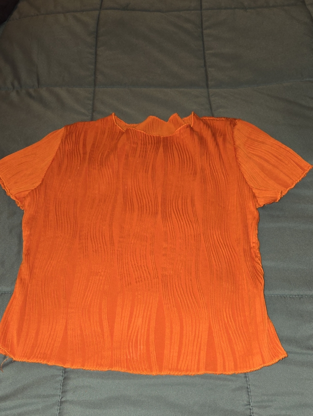 SHEIN Orange Textured Short Sleeve Top